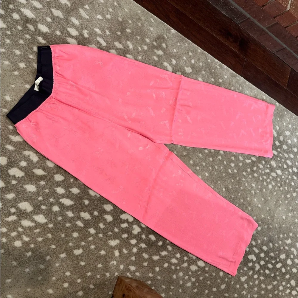 MAJE Pink Bubblegum Pala Satin-Jacquard Wide-Leg Pants. Size 36 - Picture 6 of 16